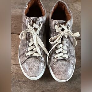 Donald J. Pliner Crocodile-Embossed Gray Sneakers